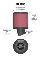 Load image into Gallery viewer, K&N Filter Universal Rubber Round Straight Filter 20 Deg Angled 2-7/16in Flange 3-3/4in OD 4in H Air Filters - Universal Fit K&N Engineering