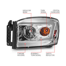 Load image into Gallery viewer, Anzo 06-09 Dodge RAM 1500/2500/3500 Headlights Chrome Housing/Clear Lens (w/ Light Bars) Headlights ANZO