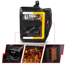 Load image into Gallery viewer, ANZO 08-10 Ford F-250 - F-550 Super Duty Projector Headlights w/ Light Bar Switchback Black Housing Headlights ANZO