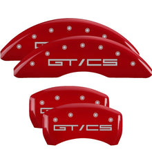 Load image into Gallery viewer, MGP 15-21 Ford Mustang GT/CS 4 Caliper Covers Engraved Front & Rear MGP Red finish silver ch Caliper Covers MGP