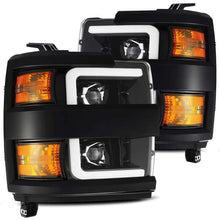 Load image into Gallery viewer, AlphaRex 15-19 Chevy 2500HD PRO-Series Proj Headlights Plank Jet Blk w/Activ Light/Seq Signal/DRL Headlights AlphaRex
