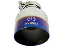 Load image into Gallery viewer, aFe Takeda 304 Stainless Steel Clamp-On Exhaust Tip 2.5in. Inlet / 4.5in. Outlet - Blue Flame Tips aFe
