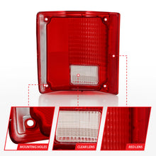 Load image into Gallery viewer, ANZO 1978-1991 Chevy Blazer Taillight Red/Clear Lens w/o Chrome Trim Fleetside (OE Replacement) Tail Lights ANZO