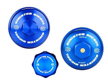 Load image into Gallery viewer, Sinister Diesel 08-10 Ford 6.4L Billet Blue Cap Kit Oil Caps Sinister Diesel