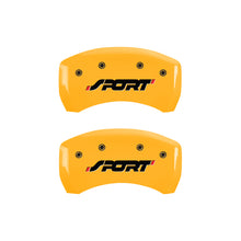 Load image into Gallery viewer, MGP 4 Caliper Covers Engraved Front & Rear SPORT Yellow finish black ch Caliper Covers MGP
