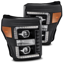 Load image into Gallery viewer, AlphaRex 11-16 Ford F-350 SD LUXX LED Proj Headlights Plank Style Black w/Activ Light/Seq Signal Headlights AlphaRex