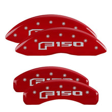 Load image into Gallery viewer, MGP 4 Caliper Covers Engraved Front & Rear Red Finish Silver F-150 (2015) Caliper Covers MGP