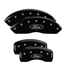 Load image into Gallery viewer, MGP 4 Caliper Covers Engraved Front & Rear Oval logo/Ford Black finish silver ch Caliper Covers MGP