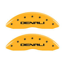 Load image into Gallery viewer, MGP 4 Caliper Covers Engraved Front & Rear Denali Yellow finish black ch Caliper Covers MGP