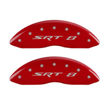 Load image into Gallery viewer, MGP 4 Caliper Covers Engraved Front & Rear SRT8 Red finish silver ch Caliper Covers MGP