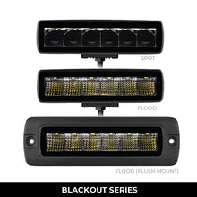 Load image into Gallery viewer, Go Rhino Xplor Blackout Series Sixline LED Spot Light Kit (Surface/Threaded Stud Mount) - Blk (Pair) Light Bars & Cubes Go Rhino