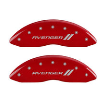 Load image into Gallery viewer, MGP 4 Caliper Covers Engraved Front & Rear With stripes/Avenger Red finish silver ch Caliper Covers MGP
