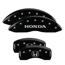 Load image into Gallery viewer, MGP Front set 2 Caliper Covers Engraved Front Honda Black finish silver ch Caliper Covers MGP