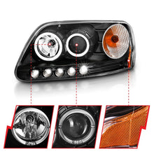 Load image into Gallery viewer, ANZO 1997.5-2003 Ford F-150 Projector Headlights w/ Halo and LED Black 1pc Headlights ANZO