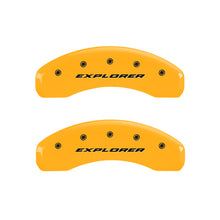 Load image into Gallery viewer, MGP 4 Caliper Covers Engraved Front & Rear Explorer Yellow finish black ch Caliper Covers MGP