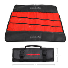 Load image into Gallery viewer, Go Rhino XVenture Gear Tool Wrench Roll - Large (4x4in. Closed) 12oz Waxed Canvas - Black Cargo Boxes & Bags Go Rhino