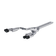 Load image into Gallery viewer, MBRP 18-22 Ford Mustang GT 5L T304 SS 3in Cat-Back Dual Rear w/4in Quad Carbon Fiber Tips (Race) Catback MBRP