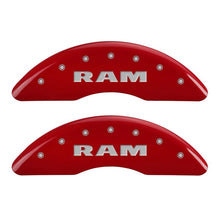 Load image into Gallery viewer, MGP 4 Caliper Covers Engraved Front & Rear RAM Red finish silver ch Caliper Covers MGP