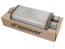 Load image into Gallery viewer, aFe MACHForce XP SS Muffler 2.5in Center Inlet / 2.5in Dual Outlets 18in L x 9in W x 4in H Body Muffler aFe