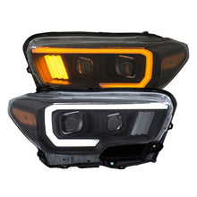 Load image into Gallery viewer, ANZO 2016-2017 Toyota Tacoma Projector Headlights w/ Plank Style Switchback Black w/ Amber w/ DRL Headlights ANZO