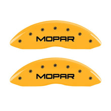 Load image into Gallery viewer, MGP Front set 2 Caliper Covers Engraved Front MOPAR Yellow finish black ch Caliper Covers MGP