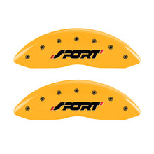 Load image into Gallery viewer, MGP 4 Caliper Covers Engraved Front & Rear SPORT Yellow finish black ch Caliper Covers MGP