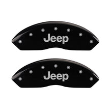 Load image into Gallery viewer, MGP Front set 2 Caliper Covers Engraved Front JEEP Black finish silver ch Caliper Covers MGP