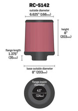 Load image into Gallery viewer, K&N Universal Clamp-On Air Filter inch FLG 4.5inch Base 4 inch Top 4-1/2in FLG 8in Base Air Filters - Universal Fit K&N Engineering
