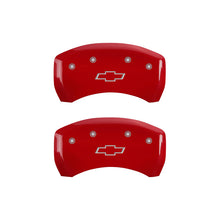 Load image into Gallery viewer, MGP 4 Caliper Covers Engraved Front & Rear Bowtie Red finish silver ch Caliper Covers MGP