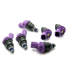 Load image into Gallery viewer, DeatschWerks 740cc side feed injectors fuel injector set for 6 cylinder engines with purple connectors
