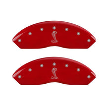 Load image into Gallery viewer, MGP 4 Caliper Covers Engraved Front & Rear Tiffany Snake Red finish silver ch Caliper Covers MGP