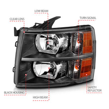 Load image into Gallery viewer, ANZO 2007-2013 Chevrolet Silverado Crystal Headlights Black Headlights ANZO