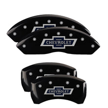 Load image into Gallery viewer, MGP 4 Caliper Covers Engraved F & R 100 Anniversary Black Finish Silver Char 2019 Chevrolet Equinox Caliper Covers MGP