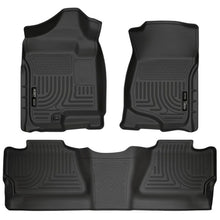 Load image into Gallery viewer, Husky Liners 07-12 Chevy Silverado/GMC Sierra Crew Cab WeatherBeater Combo Black Floor Liners Floor Mats - Rubber Husky Liners