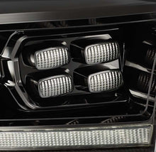 Load image into Gallery viewer, AlphaRex 09-18 Dodge Ram 2500HD LUXX LED Proj Headlights Plank Style Black w/Seq Signal/Smoked DRL Headlights AlphaRex