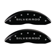 Load image into Gallery viewer, MGP 4 Caliper Covers Engraved Front & Rear MGP Black finish silver ch Caliper Covers MGP