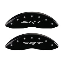 Load image into Gallery viewer, MGP 4 Caliper Covers Engraved Front & Rear SRT Black finish silver ch Caliper Covers MGP