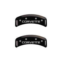 Load image into Gallery viewer, MGP 4 Caliper Covers Engraved F & R C4/Corvette Black Finish Silver Char 1988 Chevrolet Corvette Caliper Covers MGP
