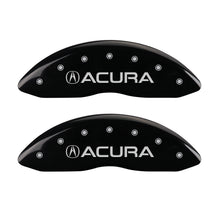 Load image into Gallery viewer, MGP 4 Caliper Covers Engraved Front Acura Rear MDX Black Finish Silver Char 2017 Acura MDX Caliper Covers MGP