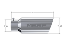 Load image into Gallery viewer, MBRP Universal Tip 7in O.D. Rolled End 5in inlet 18in length - T304 (SINGLE TIP) Steel Tubing MBRP