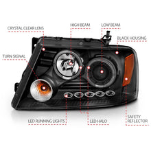 Load image into Gallery viewer, ANZO 2004-2008 Ford F-150 Projector Headlights w/ Halo and LED Black G2 Headlights ANZO