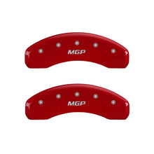 Load image into Gallery viewer, MGP 4 Caliper Covers Engraved Front & Rear MGP Red finish silver ch Caliper Covers MGP