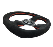 Load image into Gallery viewer, NRG Reinforced Steering Wheel (320mm Horizontal / 330mm Vertical) Suede w/Red Stitch Steering Wheels NRG