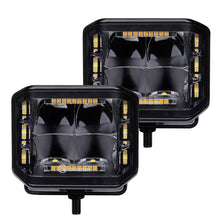Load image into Gallery viewer, Go Rhino Xplor Blackout Combo Series Cube Sideline LED Spot Lights w/ Amber 4x3 - Blk (Pair) Light Bars & Cubes Go Rhino