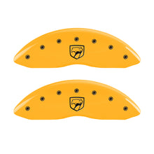 Load image into Gallery viewer, MGP 4 Caliper Covers Engraved Front Viper Rear Snake Yellow Finish Black Char 2002 Dodge Viper Caliper Covers MGP