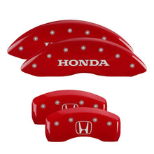 Load image into Gallery viewer, MGP 4 Caliper Covers Engraved Front Honda Engraved Rear H Logo Red finish silver ch Caliper Covers MGP