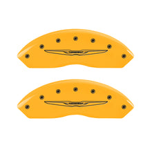 Load image into Gallery viewer, MGP 4 Caliper Covers Engraved Front & Rear Style 2/Chrysler Wing Yellow finish black ch Caliper Covers MGP
