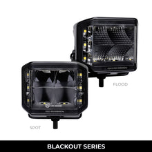 Load image into Gallery viewer, Go Rhino Xplor Blackout Series Cube LED Sideline Spot Light Kit (Surface Mount) 4x3 - Blk (Pair) Light Bars & Cubes Go Rhino