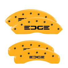 Load image into Gallery viewer, MGP 4 Caliper Covers Engraved Front & Rear Edge Yellow finish black ch Caliper Covers MGP