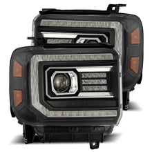 Load image into Gallery viewer, AlphaRex 14-18 GMC Sierra LUXX LED Proj Headlights Plank Style Black w/Activ Light/Seq Signal/DRL Headlights AlphaRex